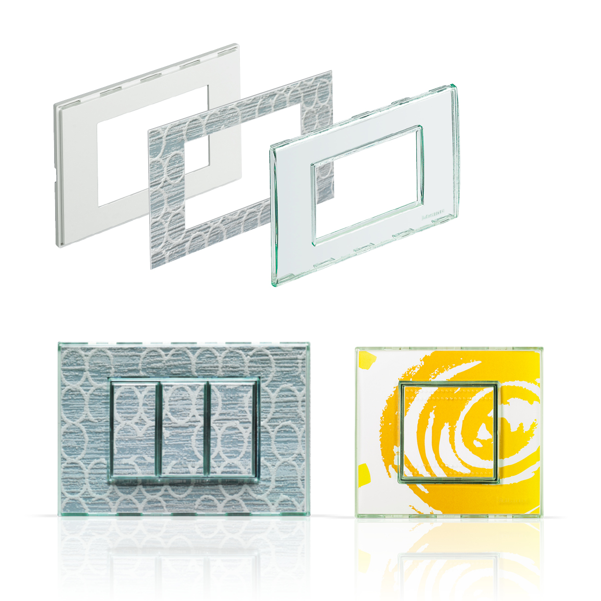 Lot De 2 Plaques Verticales Doubles Bticino Arnould Light Kristall Avec Grilles - Neuf
